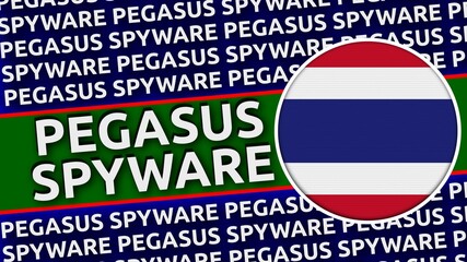 Thailand Circular Flag with Pegasus Spyware Titles Illustration