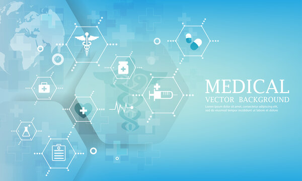 Modern blue medical wallpaper.Medical icons