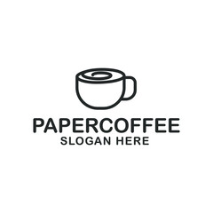 Roll Paper and Coffee cup design for drink restaurant Logo vector inspiration