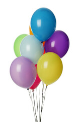 Bunch of colorful balloons on white background