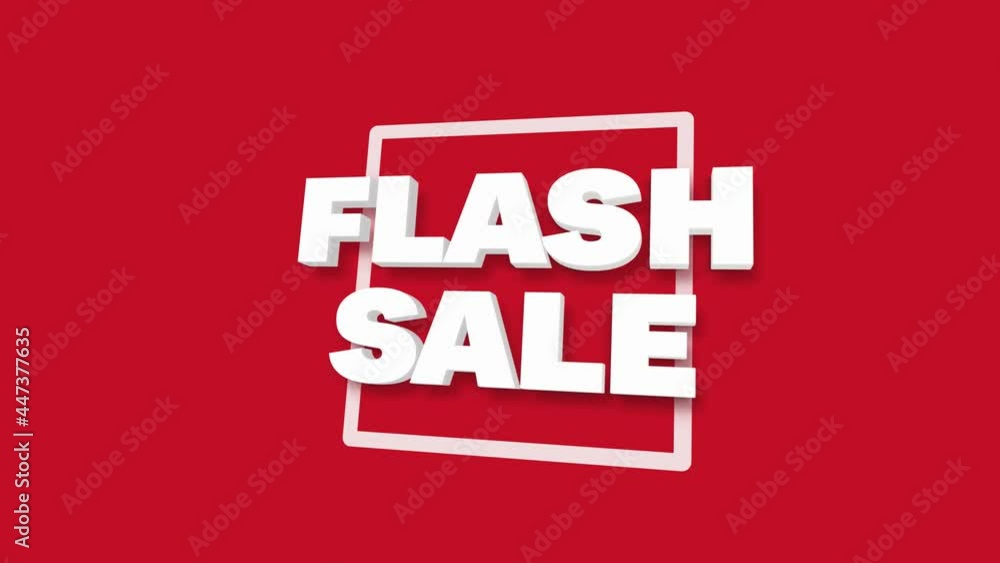 Aufkleber Flash Sale White 3D Text Come Down 3D Animation Render.