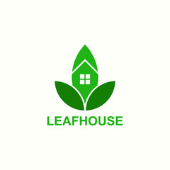 Leaf House Eco Logo design vector