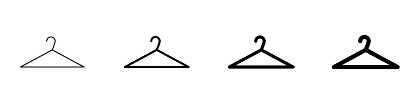 Conjunto de icono de armador o colgador de prendas de vestir. Concepto de suspensi&oacute;n o perchero. Ilustraci&oacute;n vectorial