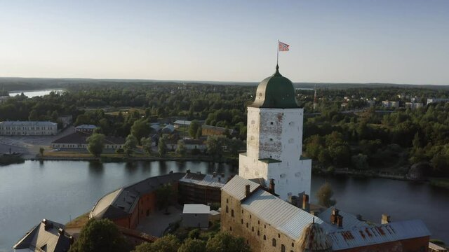 Aerial shot of historic Vyborg Castle, Russia