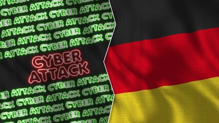 Germany Realistic Flag with Cyber Attack Titles Illustration
