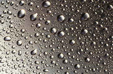 drops of water reflected on the glass