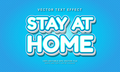 Stay at home editable text style effect themed healthy life