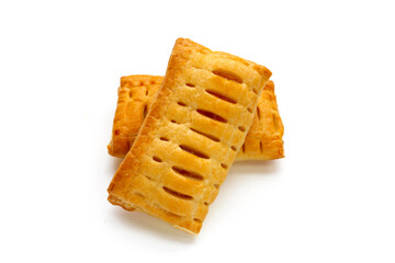 Pineapple pie on white background.