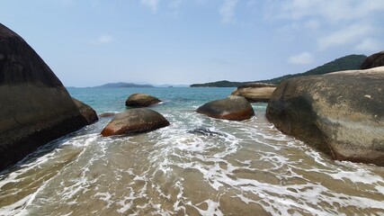 Deserted beach with very large stones - Ilha de Paquetá - Rio de Janeiro - Brazil