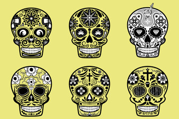 Day fo the dead skull. Dia de los muertos. vector design for brochure banner tattoo.