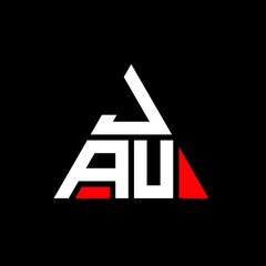JAU triangle letter logo design with triangle shape. JAU triangle logo design monogram. JAU triangle vector logo template with red color. JAU triangular logo Simple, Elegant, and Luxurious Logo. JAU 