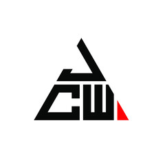 JCW triangle letter logo design with triangle shape. JCW triangle logo design monogram. JCW triangle vector logo template with red color. JCW triangular logo Simple, Elegant, and Luxurious Logo. JCW 