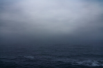 Beautiful seascape,  thick fog descended on the water after the storm.