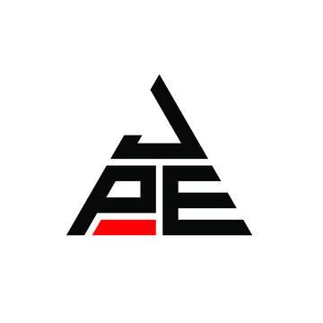 JPE triangle letter logo design with triangle shape. JPE triangle logo design monogram. JPE triangle vector logo template with red color. JPE triangular logo Simple, Elegant, and Luxurious Logo. JPE 