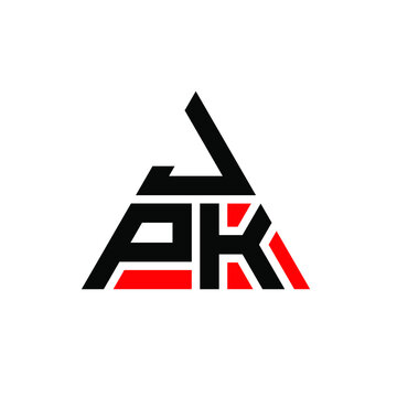 JPK triangle letter logo design with triangle shape. JPK triangle logo design monogram. JPK triangle vector logo template with red color. JPK triangular logo Simple, Elegant, and Luxurious Logo. JPK 