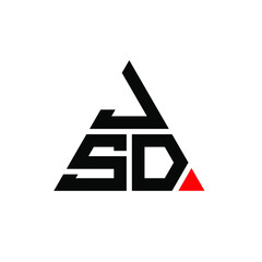 JSD triangle letter logo design with triangle shape. JSD triangle logo design monogram. JSD triangle vector logo template with red color. JSD triangular logo Simple, Elegant, and Luxurious Logo. JSD 