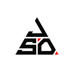 JSO triangle letter logo design with triangle shape. JSO triangle logo design monogram. JSO triangle vector logo template with red color. JSO triangular logo Simple, Elegant, and Luxurious Logo. JSO 