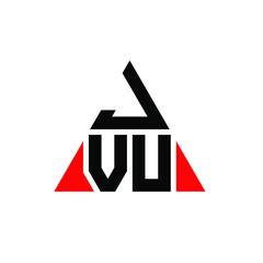 JVU triangle letter logo design with triangle shape. JVU triangle logo design monogram. JVU triangle vector logo template with red color. JVU triangular logo Simple, Elegant, and Luxurious Logo. JVU 