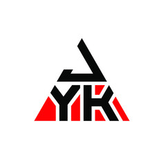 JYK triangle letter logo design with triangle shape. JYK triangle logo design monogram. JYK triangle vector logo template with red color. JYK triangular logo Simple, Elegant, and Luxurious Logo. JYK 