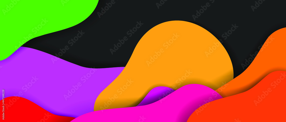 Poster colorful fluid background. geometric shapes with shadow. modern multicolored abstract vector texture