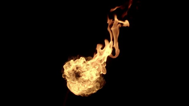 Beautiful scorching fire loop flames in pitch dark