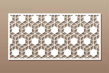 Decorative card for cutting. Recurring Artistic  Arab mosaic pattern. Laser cut.