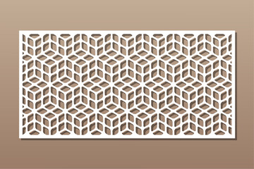 Decorative card for cutting. Recurring Artistic  Arab mosaic pattern. Laser cut.