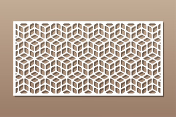 Decorative card for cutting. Recurring Artistic  Arab mosaic pattern. Laser cut.