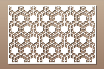 Decorative card for cutting. Recurring Artistic  Arab mosaic pattern. Laser cut.