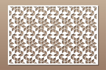 Decorative card for cutting. Recurring Artistic  Arab mosaic pattern. Laser cut.