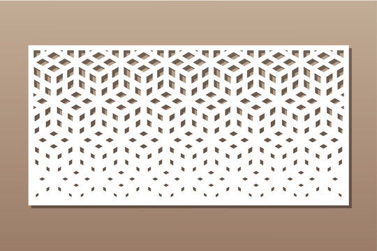 Decorative card for cutting. Recurring Artistic  Arab mosaic pattern. Laser cut.