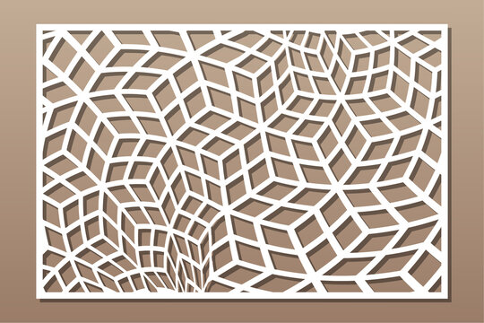 Decorative card for cutting. Recurring Artistic  Arab mosaic pattern. Laser cut.