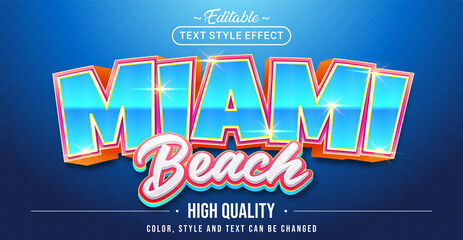 Editable text style effect - Miami Beach text style theme. - obrazy, fototapety, plakaty
