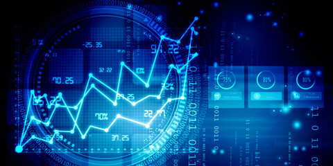 2d rendering Stock market online business concept. business Graph 