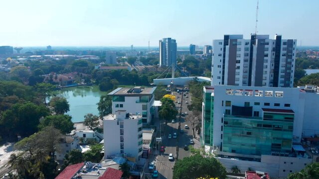 Paseo Tabasco en Villahermosa Mexico drone shot Musevi Laguna de las Ilusiones Guayacanes Summer
