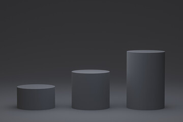 black podium minimal or product stand 3d rendering for cosmetic product presentation