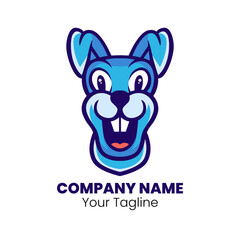 Smiling rabbit mascot logo design vector
