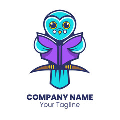 Smart owl mascot logo design vector