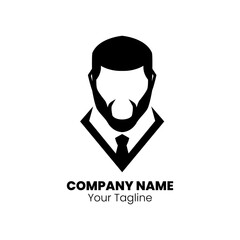 Beard man silhouette logo design vector