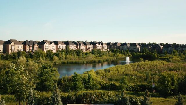 A sign of the city of Brampton Ontario Canada. This is a drone shot.