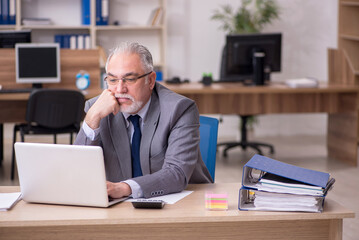 Old male employee working in the office