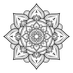 Mandala pattern design with hand drawn, Vector mandala Oriental pattern, Unique design with petal flower. Concept relax and meditation use for page logo book