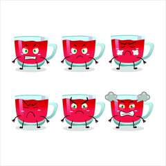 Rooibos tea cartoon character with various angry expressions. Vector illustration