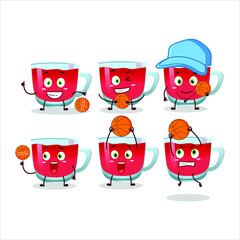 Talented rooibos tea cartoon character as a basketball athlete. Vector illustration