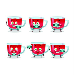 Photographer profession emoticon with rooibos tea cartoon character. Vector illustration