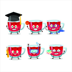 School student of rooibos tea cartoon character with various expressions. Vector illustration