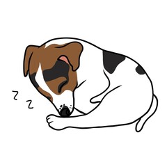 Jack Russell puppy dog sleeping cartoon vector illustration	