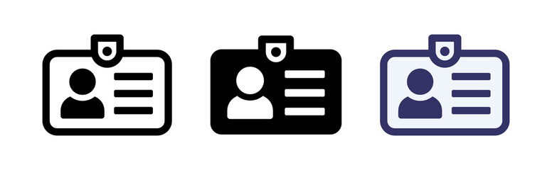 Id card badge icon vector isolated on white background. 
Identification card icon set. - obrazy, fototapety, plakaty