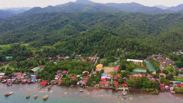 Aerial View Of The Small Community In Saint Bernard, Southern Leyte, Philippines. aerial
