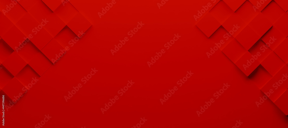 Poster abstract and illustration of red box or cube background,light and shadow with free space, 3d renderi